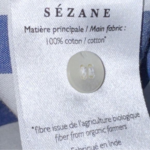 Sezane Maxine Shirt Dress Blue/White Stripe Sz Large Nautical Beachy - Picture 9 of 14
